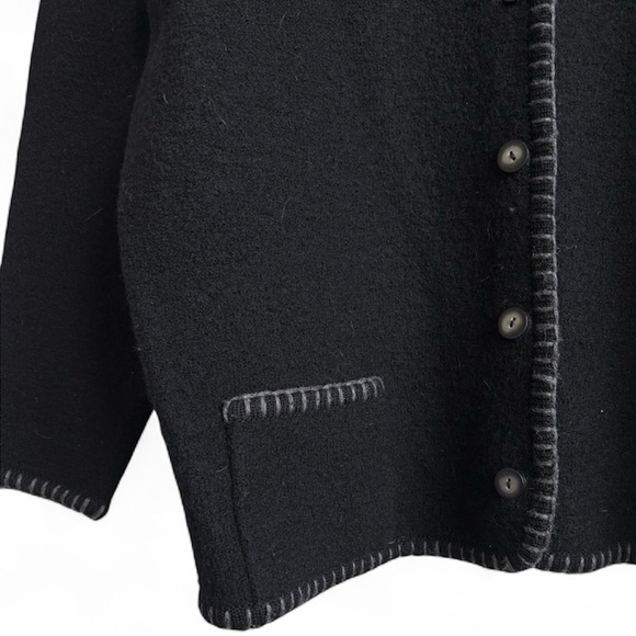 Vintage Express Tricot 100% Wool Black Cardigan Sweater  SMALL - Picture 7 of 7